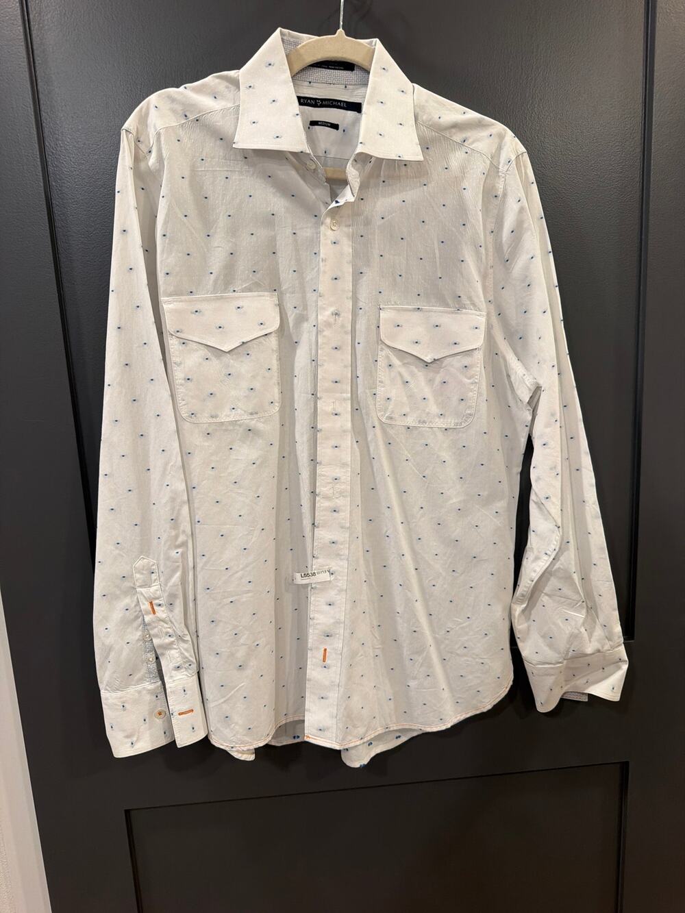Ryan Michael Button Up Dress Shirt Mens M Textured Plaid Western Rodeo Cowboy